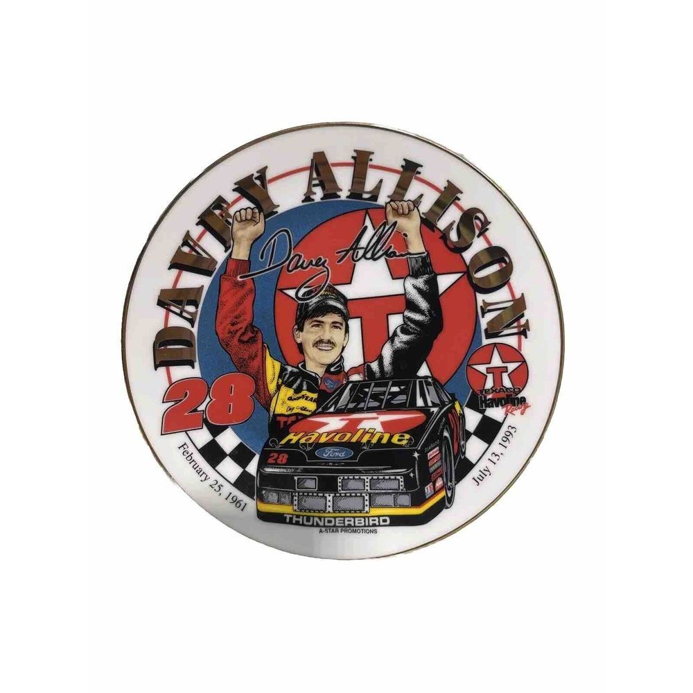 Nascar Collectible Plate Davey Allison Texaco Halvoline #28 Hunter Manufacturing